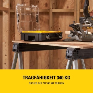 Banci de lucru pliabile STANLEY 340 kg, metalice, set de 2, cu maner si curea, negre - Img 4