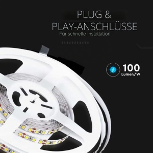 Banda LED V-TAC SMD 3528, 8 W, 5 metri, autoadeziva, cald alb 3000 K - Img 2