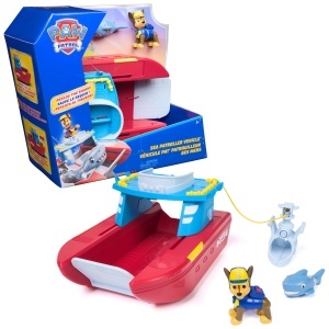 Barca de salvare PAW PATROL Sea Patroller cu figurine Chase si rechin, 23 cm