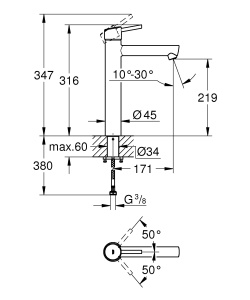 Baterie baie Grohe Concetto 23920001 crom economisire apa montaj usor - Img 2
