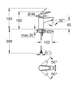 Baterie baie GROHE Swift 24324001 crom economisire apa montaj usor - Img 4