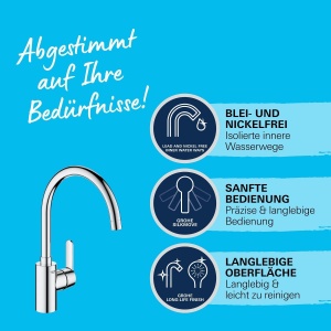 Baterie bucatarie GROHE Get 31494001 crom inaltime mare rotire 150deg economisire apa - Img 4