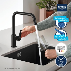 Baterie bucatarie GROHE Start 1012422430 negru mat economisire apa montaj rapid - Img 3