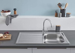 Baterie de bucatarie GROHE BauEdge, crom, 360 rotire, inaltime mare - Img 6