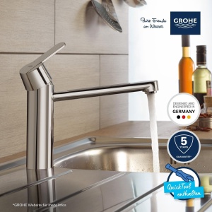Baterie de bucatarie GROHE Get, crom, cu limitare variabila a debitului, montare usoara - Img 3