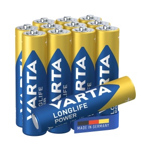 Baterii Alkaline VARTA Longlife Power AAA, 12 bucati, 1.5V, Made in Germany