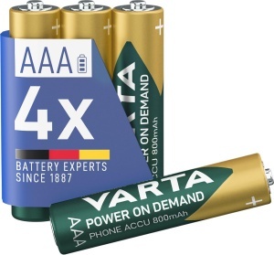 Baterii reincarcabile VARTA AAA, 800 mAh, 4 bucati, pentru telefoane fara fir