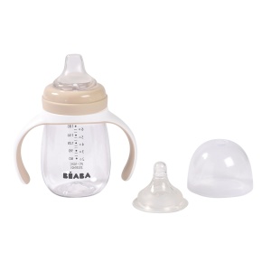 Beaba Biberon 2-in-1 cu Pai 210 ml 100 Etans BPA-Free Culoare Argile - Img 2