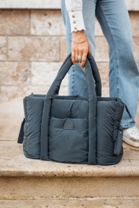 BEABA, Geanta scutece pentru bebelusi, Ultra practic, 10 buzunare interioare si exterioare, accesoriu integrat pentru carucior, covoras de infasat detasabil, geanta frigorifica, geanta Paris Puffy, gri heather - Img 6