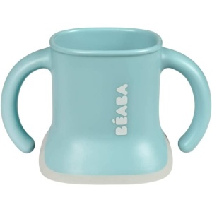 BEABA Pahar de baut pentru bebelusi, cu sticla de apa/pahar, etans, usor de utilizat, ergonomic, paie, clema de expansiune 3 in 1, capac, verde aerisit - Img 4