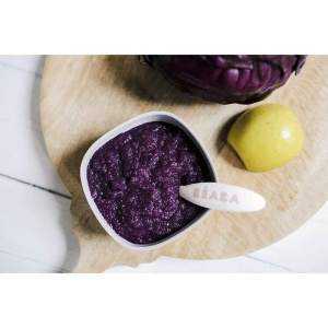 BEABA - Tacamuri ergonomice - 6 linguri si 4 furculite - maner scurt, rotunjit - prietenos cu bebelusii, potrivit pentru dreptaci si stangaci - gri/albastru/roz - Img 7