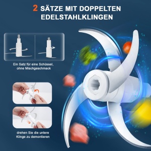 Bear Zerkleinerer Mini 06L2L Tocator Electric cu 4 Lame din Otel Inoxidabil Doua Viteze - Img 3