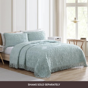 Beatrice Home Fashions Medalion Chenille Tagesdecke, Blau, Full - Img 3