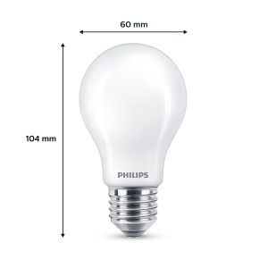 Bec clasic LED Philips 60 W, E27, alb cald (2700K), 806 lumeni [clasa energetica A++], mat - Img 3