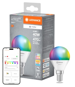 Bec LED inteligent LEDVANCE SMART Matter, E14, 4.9W, 470lm, lumina reglabila