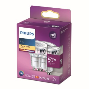 Bec LED Philips Classic GU10 50W Lumina calda Eficienta energetica