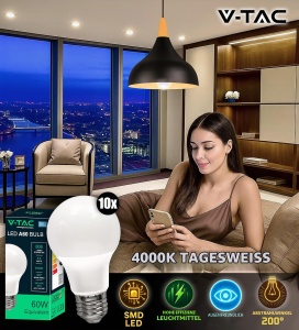 Bec LED V-TAC E27 8,5W 806 Lumen 4000K Alb Neutru - Img 4