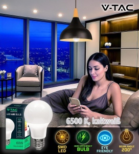 Bec LED V-TAC E27 8,5W A60 - 806 Lumen, Kaltwei 6500K - Img 4