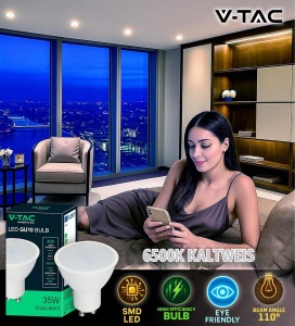 Bec LED V-TAC GU10, 4.5W (35W echivalent), 400 Lumen, 6500K, 10 bucati - Img 3