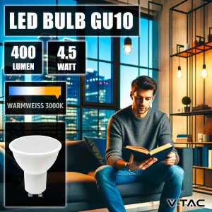 Bec LED V-TAC GU10, 4.5W, 400 Lumen, 3000K, 3 bucati - Img 3