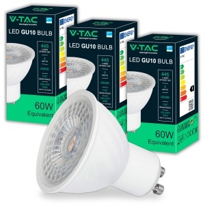 Bec LED V-TAC GU10 6W (echivalent 60W) - 445 Lumen, 4000K, 3 bucati