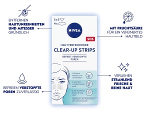 Benzi de curatare NIVEA Clear-Up, 6 bucati, cu fructoza, pentru fata - Img 2