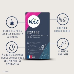 Benzi depilatoare Veet Expert 32 benzi pentru picioare, ingrijire delicata, cu ulei de argan - Img 2