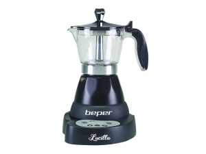BEPER BC.041N Aparat de cafea electric Lucilla - Espressor pentru 3 cesti cu cronometru programabil cu pana la 24 de ore in avans - Cafea fierbinte pentru 30 de minute, negru - Img 1