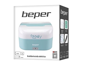 BEPER FOODY Cutie de pranz electrica pentru masina, camion, birou, scoala cu priza dubla (masina/perete) - cutie de pranz termica cu 4 compartimente interioare separabile + tacamuri incluse, albastru - Img 11