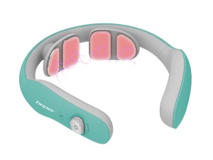 BEPER P302MAS100 Aparat de masaj cervical, Aparat de masaj pentru gat, 6 moduri, intensitate reglabila, functie de incalzire, reincarcabil, cu port USB
