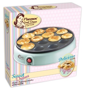 Bestron Poffertjes Maker in design retro, Mini Crepe's, Specialitate olandeza, Automat de clatite cu acoperire antiaderenta si indicator luminos, Sweet Dreams, Culoare: Menta - Img 4