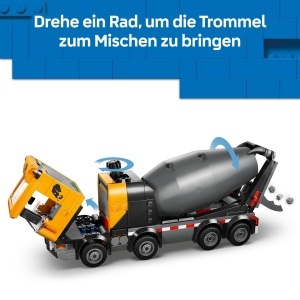 Betonmixer LEGO City 60478 - 371 piese, 3 minifiguri, dublu rol - Img 3