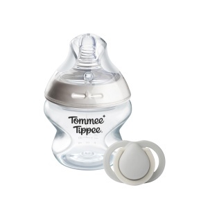 Biberon Natural Start Tommee Tippee 150 ml cu Tetina Anti-Colici si Suport pentru Neugeboreni