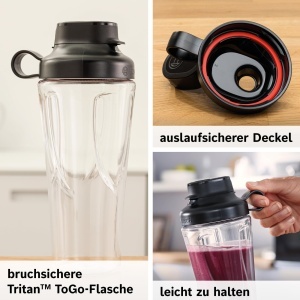 Blender Bosch VitaPower Seria 2 MMB2111S 450W 40000 RPM Sticla ToGo Lame Inox - Img 9