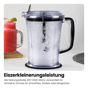 Blender CHEFMAN 2-in-1 Smoothie Maker 400W Pulsfunctie Recipiente mari si mici - Img 4