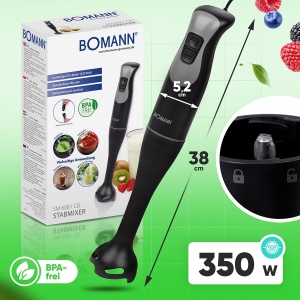 Blender de mana Bomann SM 6081 CB, 350W, Turbo, BPA-free, otel inoxidabil - Img 7