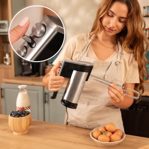 Blender de mana Cecotec PowerTwist 500 din otel. 500 W, 5 viteze plus functie turbo, 3 accesorii: tel, carlig de amestecare si carlig de aluat, design ergonomic - Img 7
