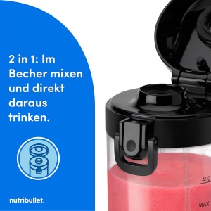 Blender portabil Nutribullet NBP003B, 475 ml, putere mare, negru - Img 5