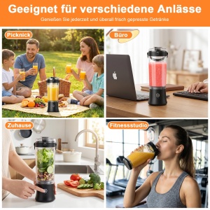 Blender portabil TOPESCT, 500 ml, 270W, 6 lame, negru - Img 7