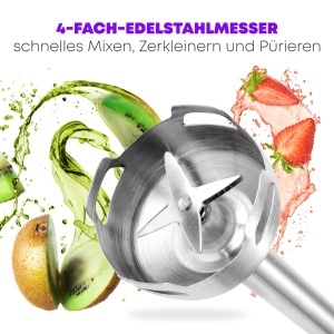 Blender ProfiCook PC-SM 1094, 1000W, inox, 27 cm, 4 cutite - Img 2