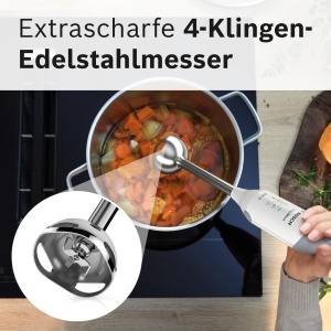 Blender vertical Bosch ErgoMixx MSM66120, 600 W, 12 viteze Turbo, AlbGri - Img 5