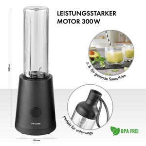 Blender ZWILLING 1002476 300W 600ml Negru cu Sticla To-Go - Img 2