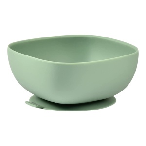 Bol pentru copii BEABA cu suptor, 100 silicon, verde salvie, usor de curatat
