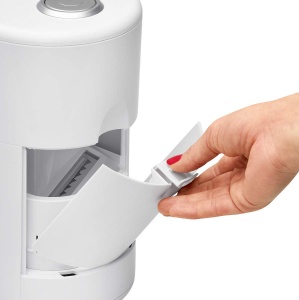 Bomann ME 470 CB Taietor electric in spirala cu 3 insertii diferite pentru tambur si lama din otel inoxidabil, deschidere mare de umplere, alb - Img 2