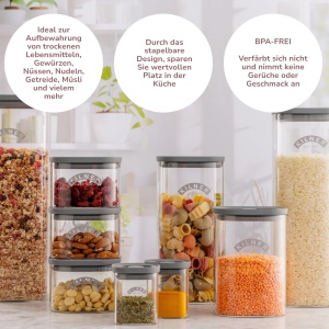 Borcan de depozitare Kilner FRESH STORAGE 1,5 litri, sticla borosilicata, cuadratic - Img 5