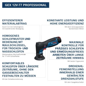 Bosch GEX 12V-77 Slefuitor Excentric Compact 12V Motor Fara Perii - Img 2
