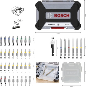 Bosch Professional 40-tlgs. Set de biti Bohrer (Pick and Click, extra harte Schrauber Bits, mit Universalhalter) - Edition - Img 3