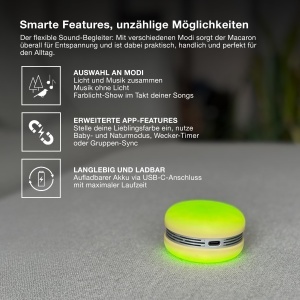 Boxa Bluetooth OSRAM Smart Macaron, Lumina Colorata, Stereo, Portabila, Portocalie - Img 4