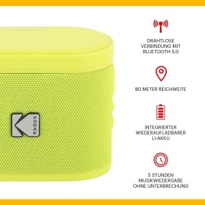 Boxa portabila Kodak Soundbrix Galben 5W Conectare pana la 100 boxe - Img 2