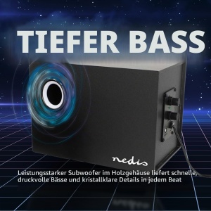 Boxe PC Nedis 33W cu Subwoofer, 2.1 Stereosound, Alimentare USB, Negru - Img 4